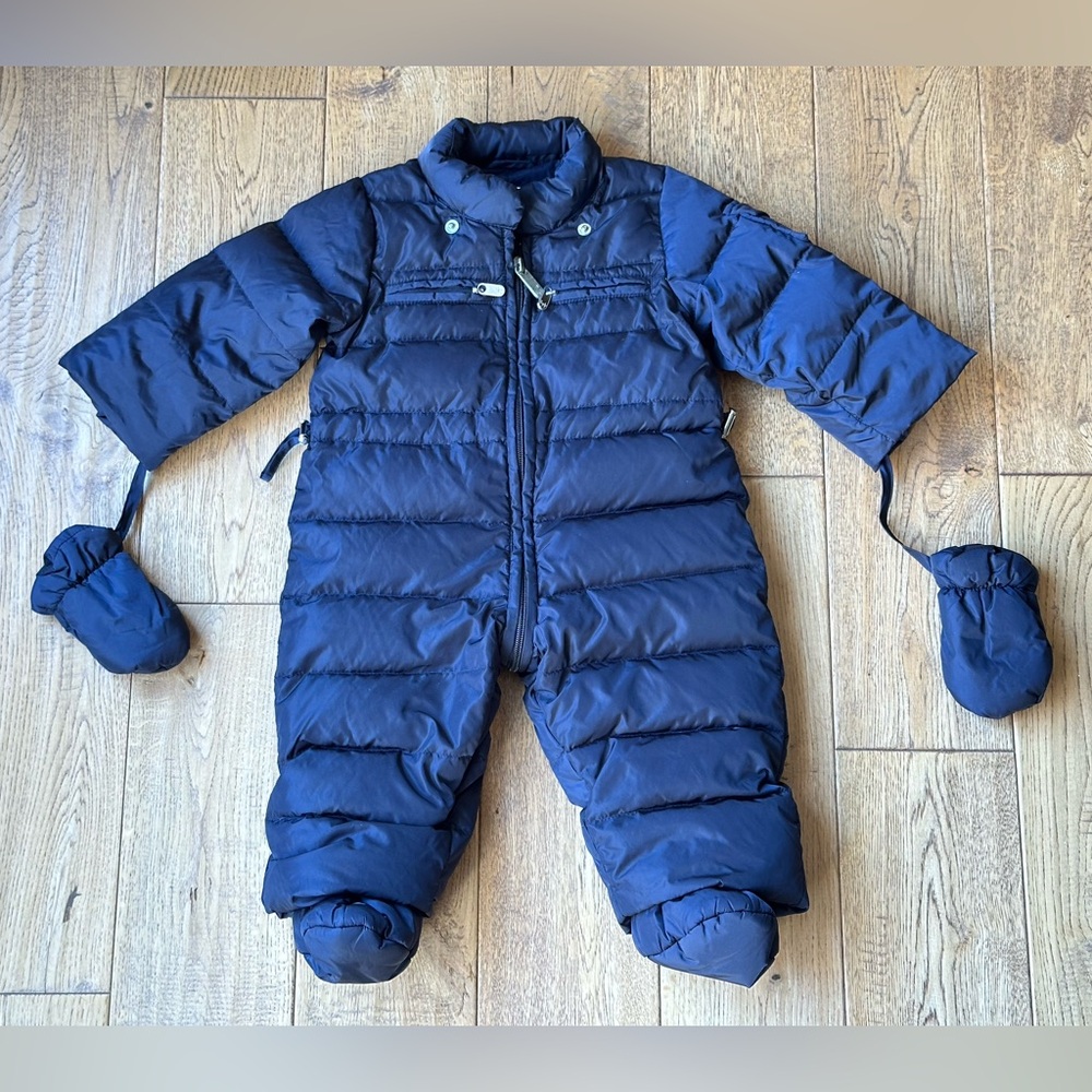 Il Gufo Navy Blue Down Quilted Jumpsuit size 6 Months